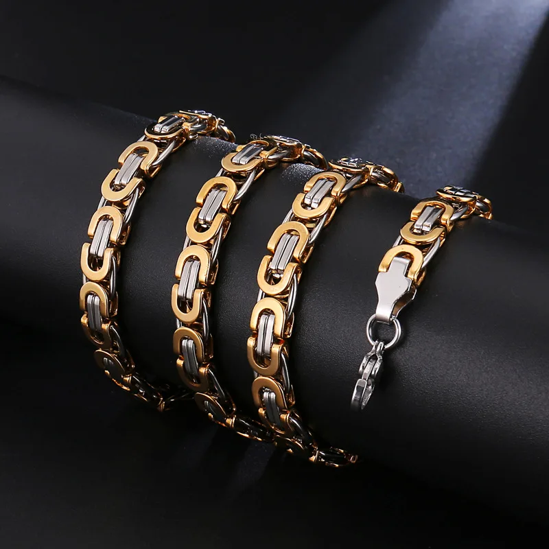 Мужская цепочка из нержавеющей стали византийское ожерелье позолоченные