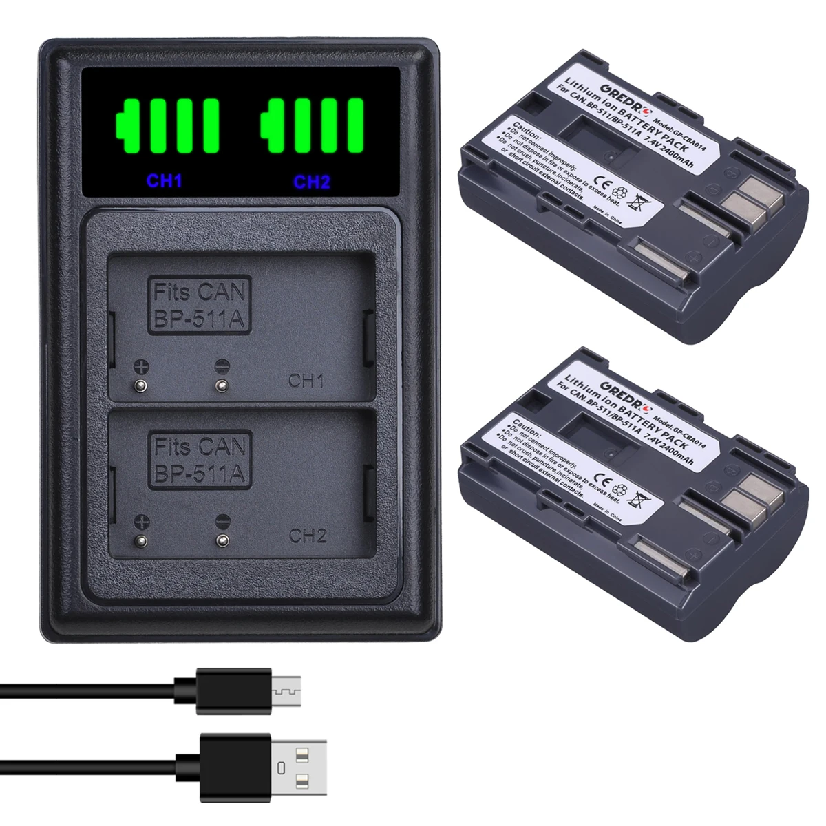 Аккумулятор 2400 мАч BP-511 BP-511A BP511 BP511A для Canon EOS 40D 300D 5D 20D 30D 50D 10D D60 G6 MV30i 300 300i MVS 100i 150i 2i 1i