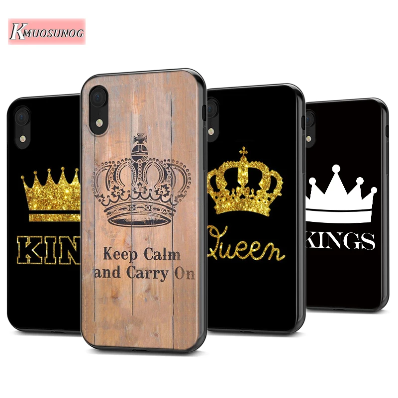 King Queen Couple Crown Silicone Cover For Apple IPhone 12 Mini 11 Pro XS MAX XR X 8 7 6S 6 Plus 5S SE Phone Case