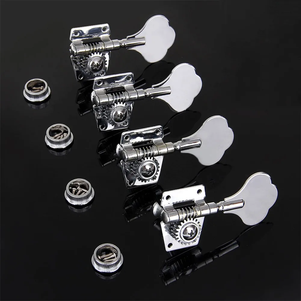 

Bass Guitar Tuning Pegs Keys Tuners Machine Heads Open Gear Vintage 4R Chrome With Heavy Duty Internal Gear