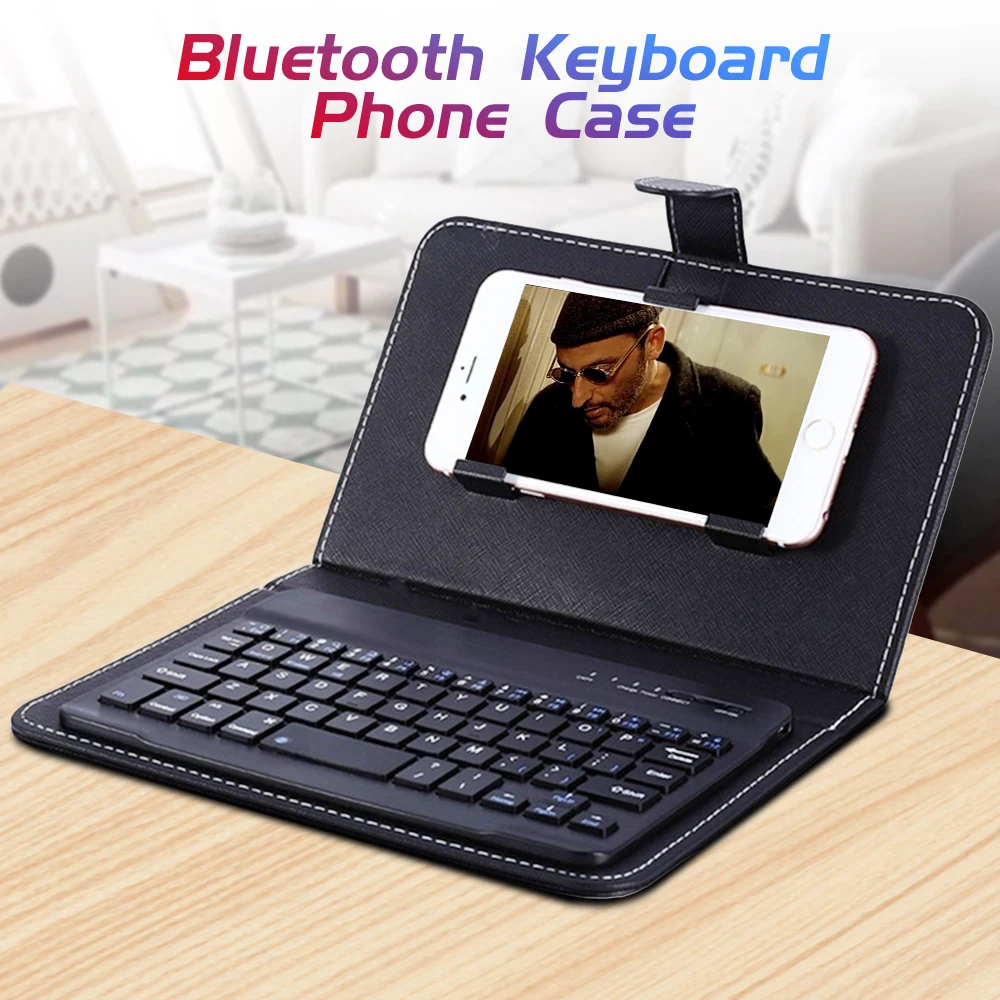 fonken wireless bluetooth keyboard for iphone huawei xiaomi tablet mini keyboard mobile phone gaming keyboard pu case support free global shipping