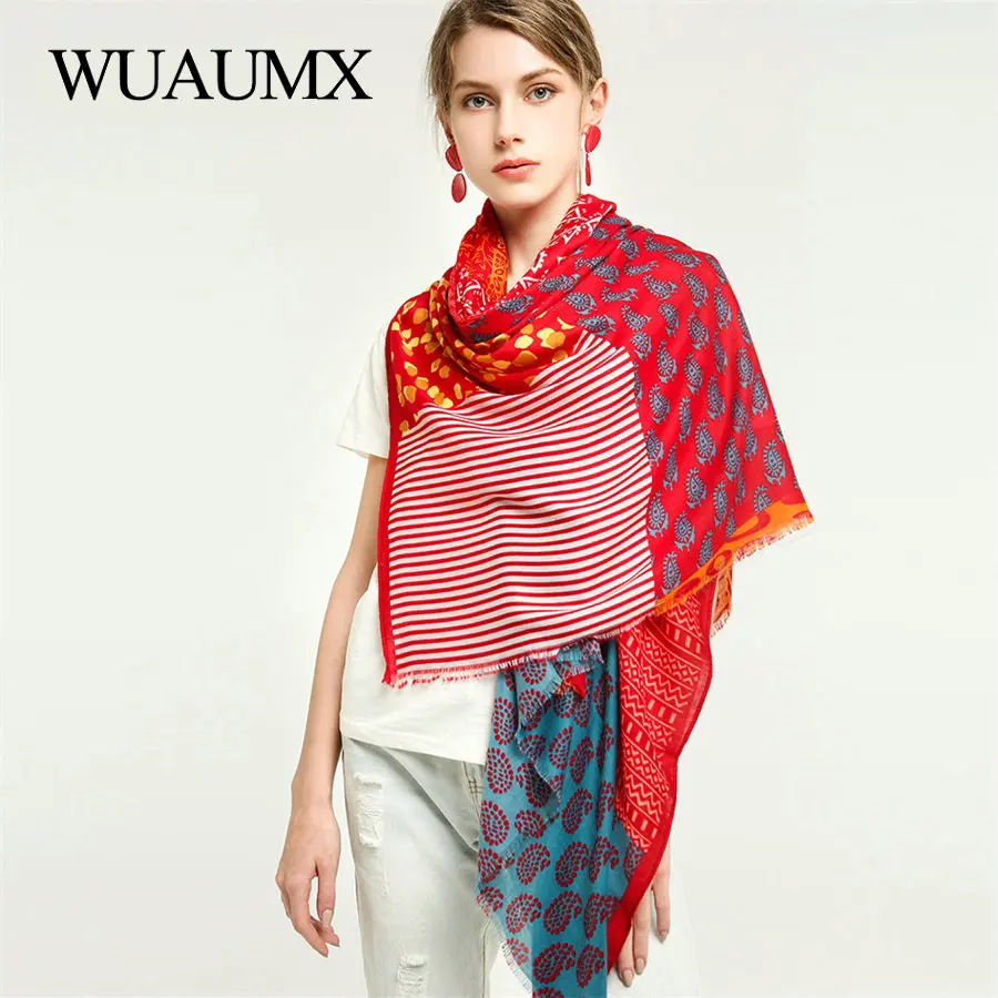 

Autumn Winter Scarf For Women Patchwork Pattern Scarves Fashion Ladies sjaal Cotton Viscose Shawl Muffler Large Size