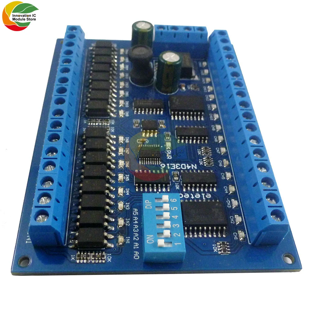 16 вход выходов RS485 дистанционный коммутатор PLC IO Плата расширения Modbus RTU модуль DC 12