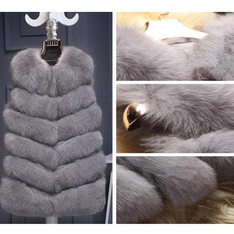 Зимняя теплая безрукавка из искусственного меха Женская Осенняя Повседневная