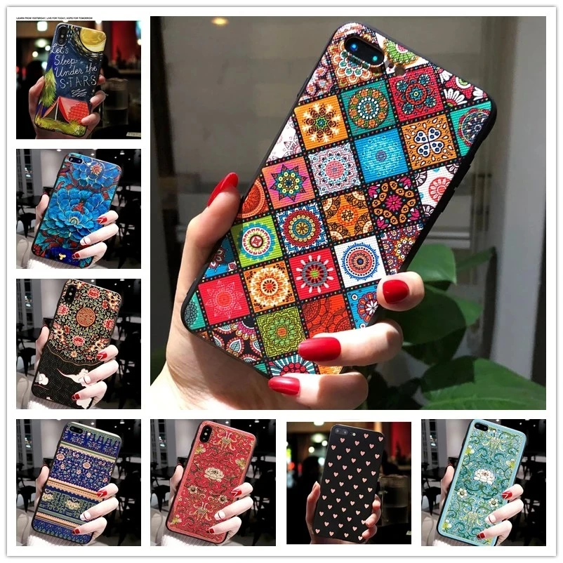 

For iPhone SE 2020 Case Fashion 3D Flower Emboss Case For iPhone SE 4.7'' 2020 Silicon Relief Back Cover For iPhone SE2 SE 2