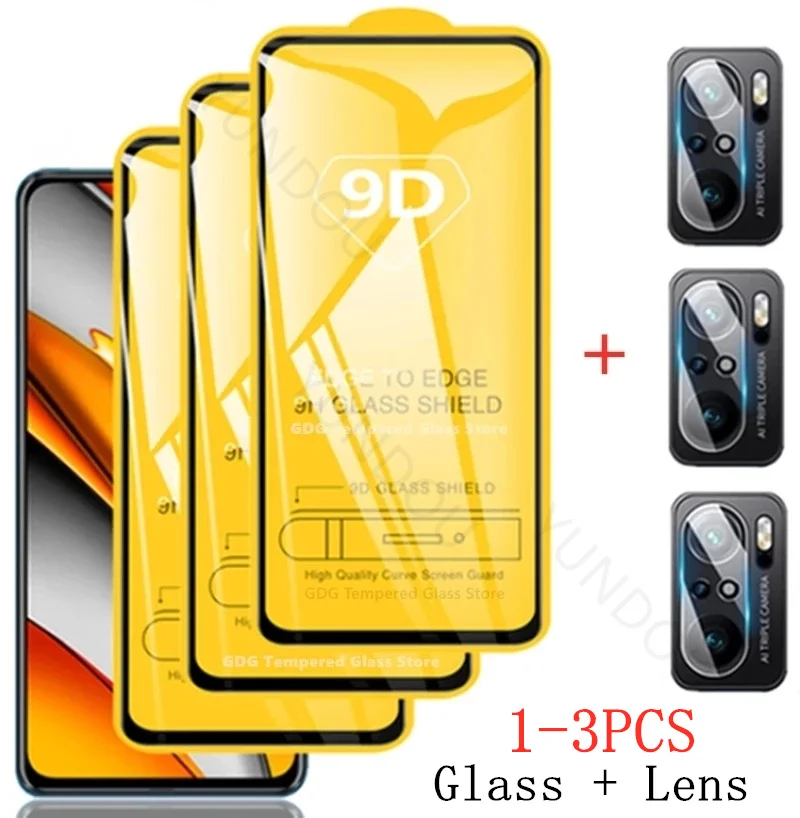 

9D Protective Glass for Xiaomi Redmi Note 10 8 9 Pro Note10 9s 10s 5G Screen Protectors for Poco X3 Pro NFC F3 M3 M4 Camera Film