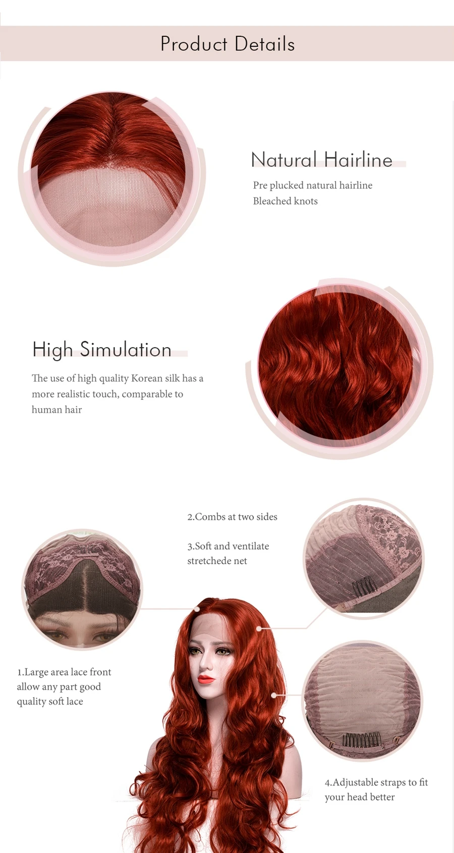 EEWIGS 360# цвет оранжевый красный синтетический парик свободная часть ярко-розовый парик фронта шнурка жаропрочные волокна волос Волнистые парики для черных женщин