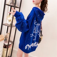 new winter clothes loose and lazy style hooded sweater womens korean style fleece lined thickened net red ocean style jacket