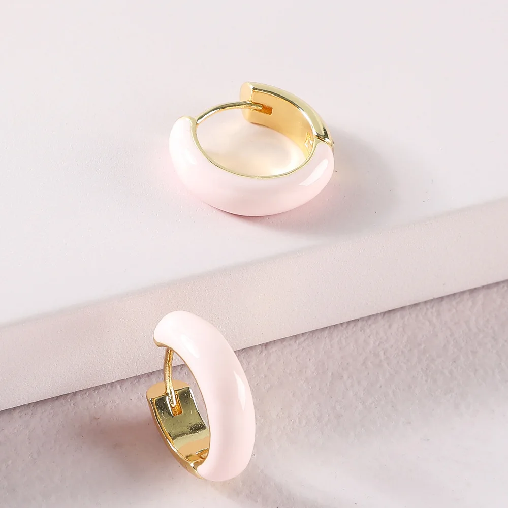 Модные ювелирные изделия золотого цвета медные мини-эмалированные серьги-кольца