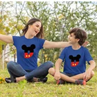 Одежда для маленьких девочек, женская футболка с мультяшным Микки, 26 букв, графика, детская модная повседневная Летняя семейная одежда с коротким рукавом