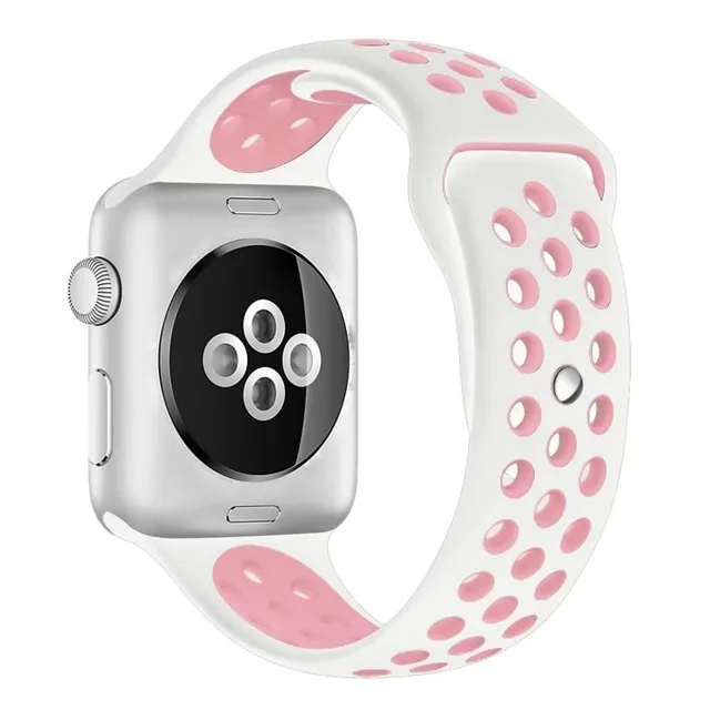 white light pink 13 Ремешок Silikon pulseira nato futr apple Uhr 4 группа 42 мм 38 мм iwatch серия 44 мм 40 мм Atmungsaktiv наручная повязка apple uhr - Цвет ремешка: white light pink 13