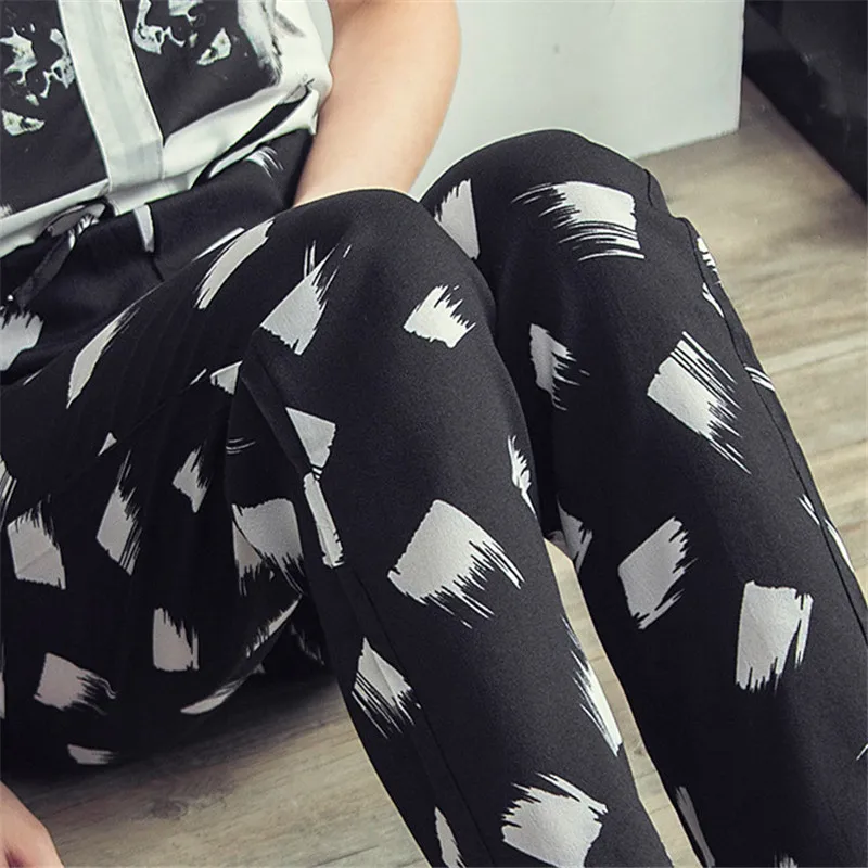 

Fashion Women Casual Elastic Waist Drawstring Print Long Pencil Harem Pants Trouser