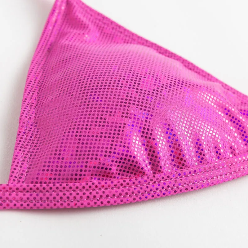 Неоновые стринги бикини микро-топ треугольный купальник с пуш-апом женский