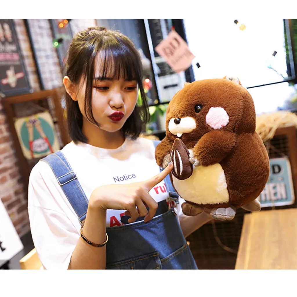 

20CM Cute Stuffe Plushes Animal Dolls Adorable Kawaii fluffier Groundhog Woodchuck Stuffed Animal Plush Toy Gift For Enfants