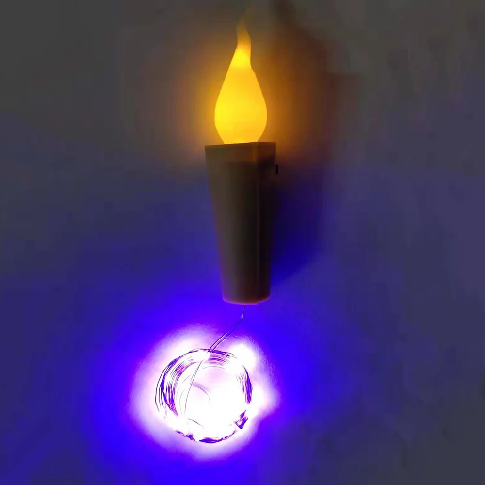 20 светодиодный свеча свет пробковый стеклянная бутылка затвор струнная