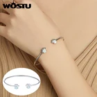 WOSTU 925 стерлингового серебра собачьих лап след браслет Регулируемая цепь опал браслет для женщин, подлинный серебряные ювелирные изделия CTB055