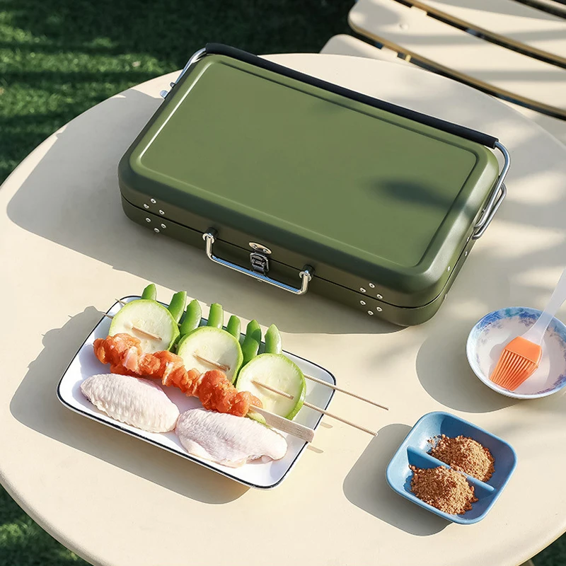 

Portable BBQ Grill Charcoal Grill Stove Stainless Steel Non-stick Folding Family Barbecue Grill Outdoor Camping Picnic Tool
