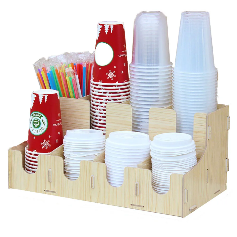 Деревянные разноотделения для кофейных напитков бумажных стаканчиков крышек и