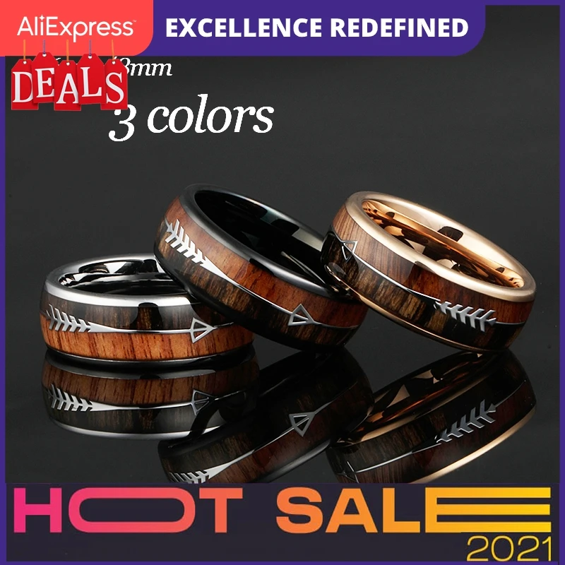 6/8 мм Вольфрам карбидные кольца для Для мужчин женщин обручальные природы дерева