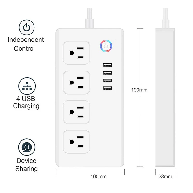 Zigbee Смарт Мощность полосы бар несколько розетки удлинитель с 4 USB и