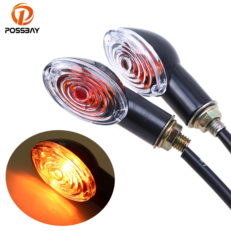 

POSSBAY Motorcycle LED Turn Signals Lights For CG12 Honda Suzuki Harley KTM Blinker Indicators Lights Flasher Amber Lamps Lights