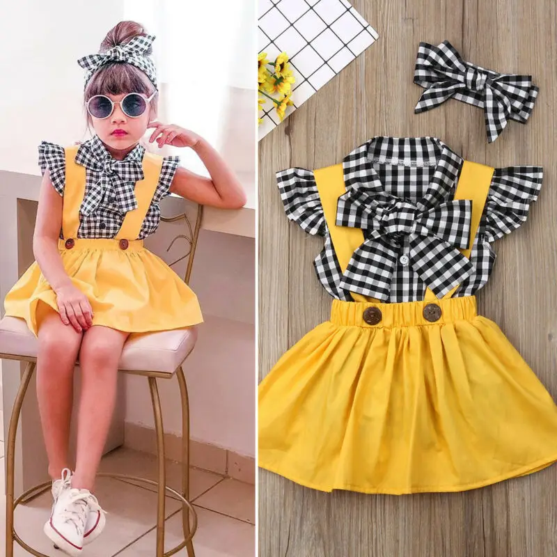От 0 до 3 лет комплекты одежды для маленьких девочек клетчатые футболки с оборками