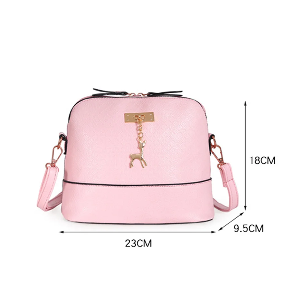 

Women Shoulder Bag PU Leather Female Purse Deer Pendant Handbags Girl Mini Crossbody Bag Waterproof Vintage Small Flap Bolsos