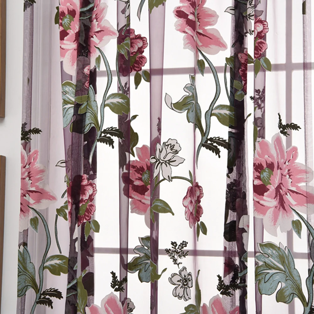 Римские пионы прозрачная короткая марлевая занавеска для домашнего интерьера