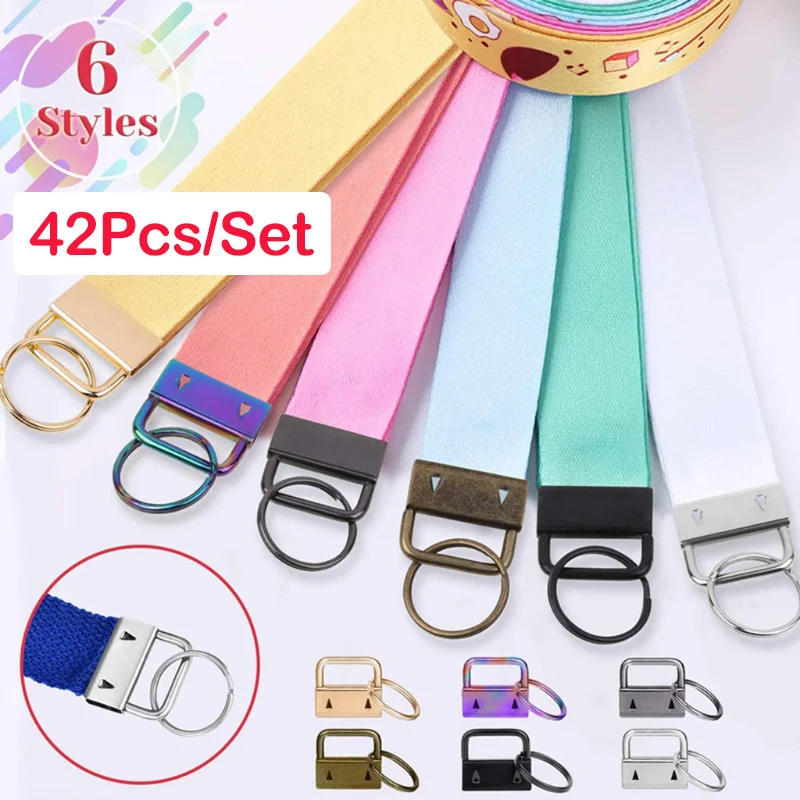 

42Pcs 25mm Key Fob Hardware with Split Rings Wristlet Keychain Clamp Tail Clip DIY Kits for Luggage Wrist Strap Lanyard Clasp