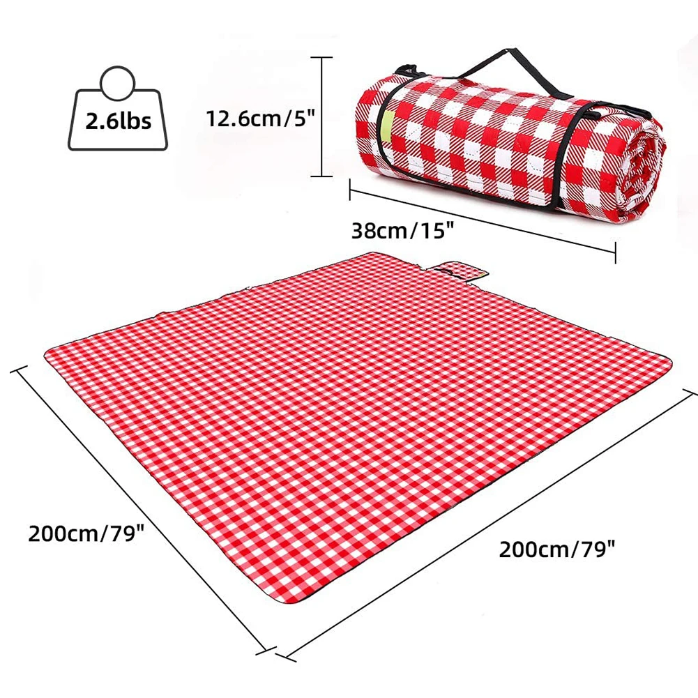 

Picnic Blanket Rug Foldable Handy Beach Mat With Carry Handle Waterproof Lightweight Sandproof Folding For Family Outdoor Picnic