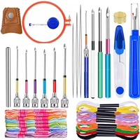 kaobuy 41 pcs embroidery pen punch needle kit craft embroidery threads cross stitch embroidery hoop diy sewing accessory tools