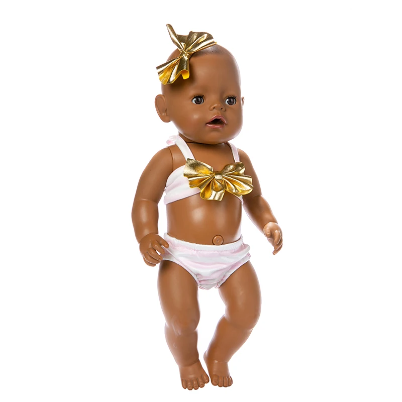 

Hot Sale Fit 17 inch 43cm American Born New Baby Girl Doll Clothes Butterfly Hair with Swimsuit Suit For Baby Birthday Gift