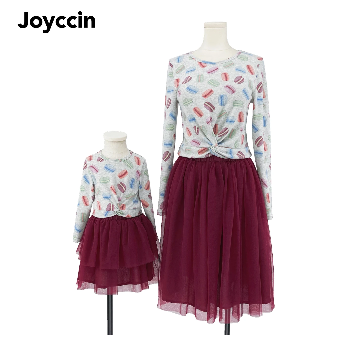 

Joyccin 2021 осень и зима Макарон принт мама и я девушки с длинным рукавом тонкие свитера семейный вид (721019)