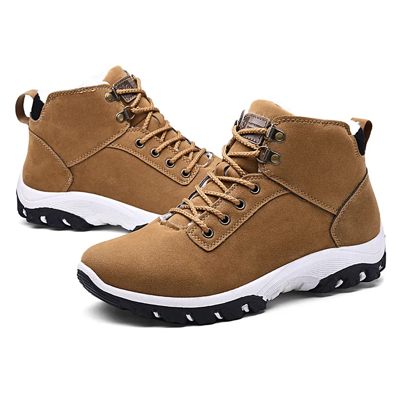 Теплые зимние полусапоги Мужская плюшевая теплая зимняя обувь с круглым носком |