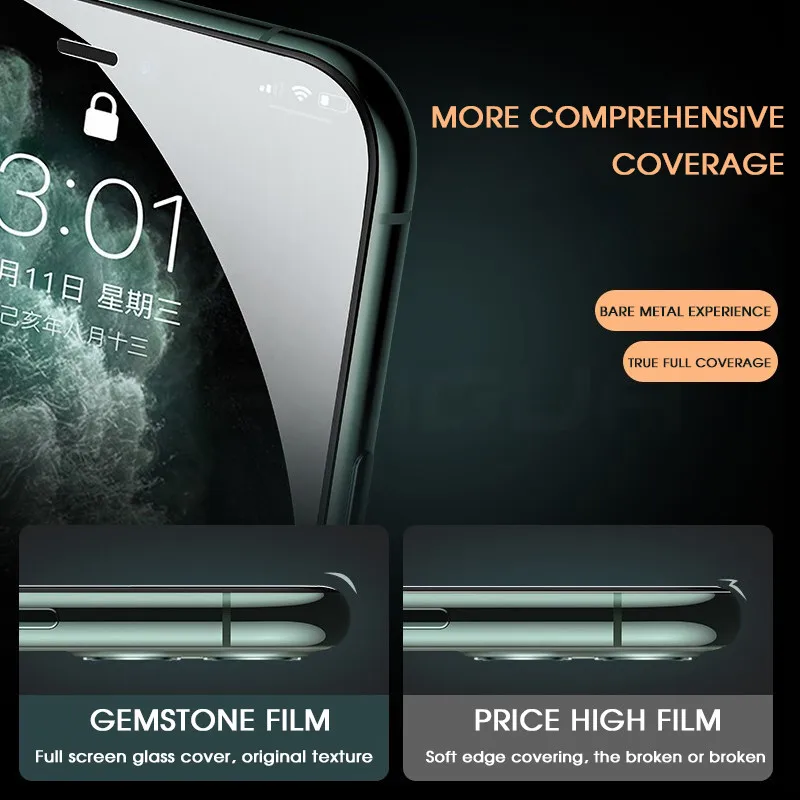 

200D Curved Full Cover Protective Glass On The For iPhone 11 11 Pro X XS Max XR Tempered Screen Protector Film iPhone 11 Glass