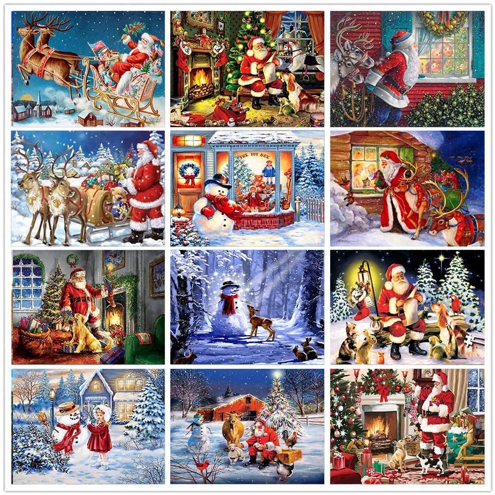 

DIY 5D Diamond Painting Santa Full Circle Diamond Cartoon Diamond Embroidery Cross Stitch Kit Christmas Gift Home Decoration