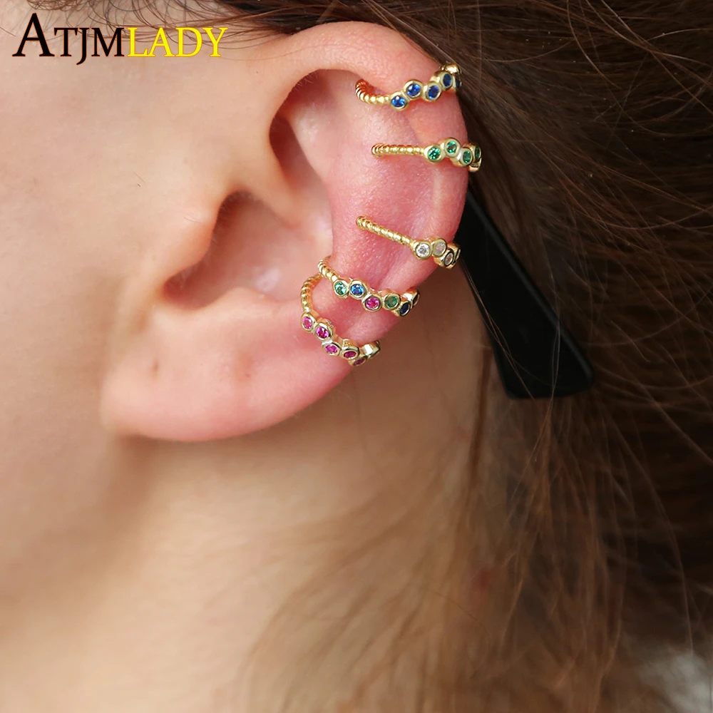 Женские серьги из стерлингового серебра 925 пробы Круглый фианит на клипсе с