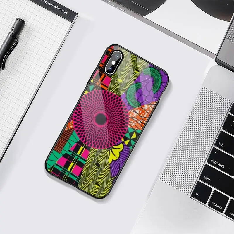

African style fabric print Phone Case Tempered glass For iphone 6 6S 7 8 plus X XS XR 11 12 mini PRO MAX