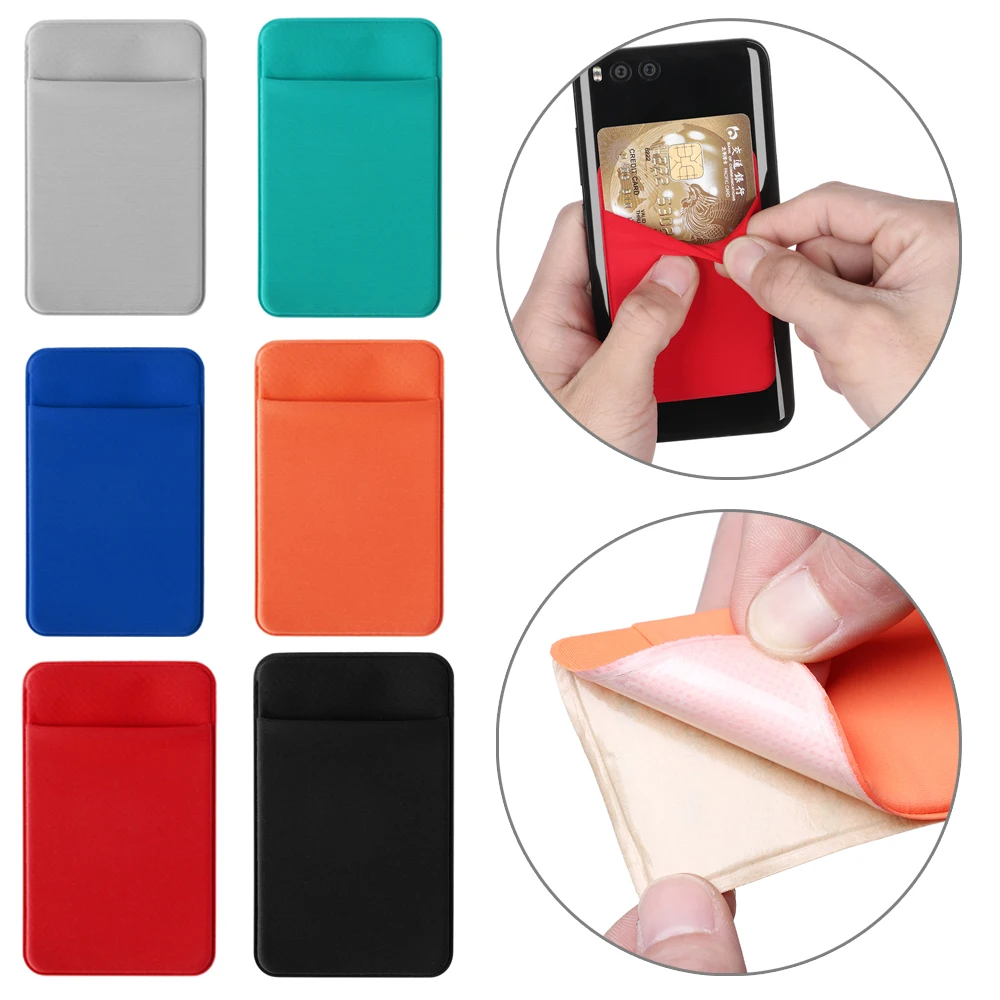 elastic universal cellphone wallet case lycra card holder credit id card holder pocket fashion self adhesive sticker card bag free global shipping