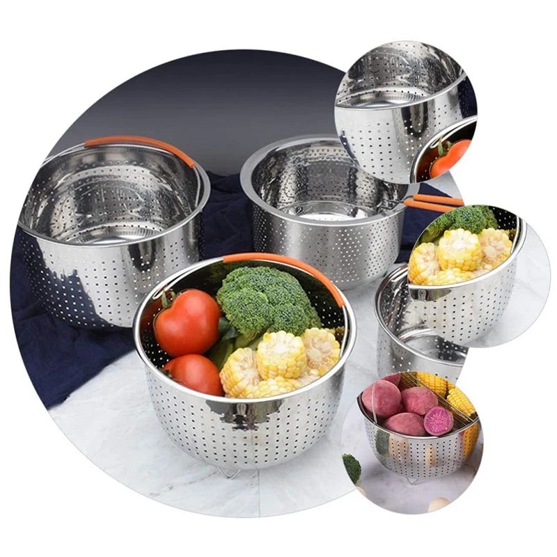 Stainless Steel Steaming Basket Scalding-Proof Cage Multi-Functional Fruit Cleaning | Дом и сад