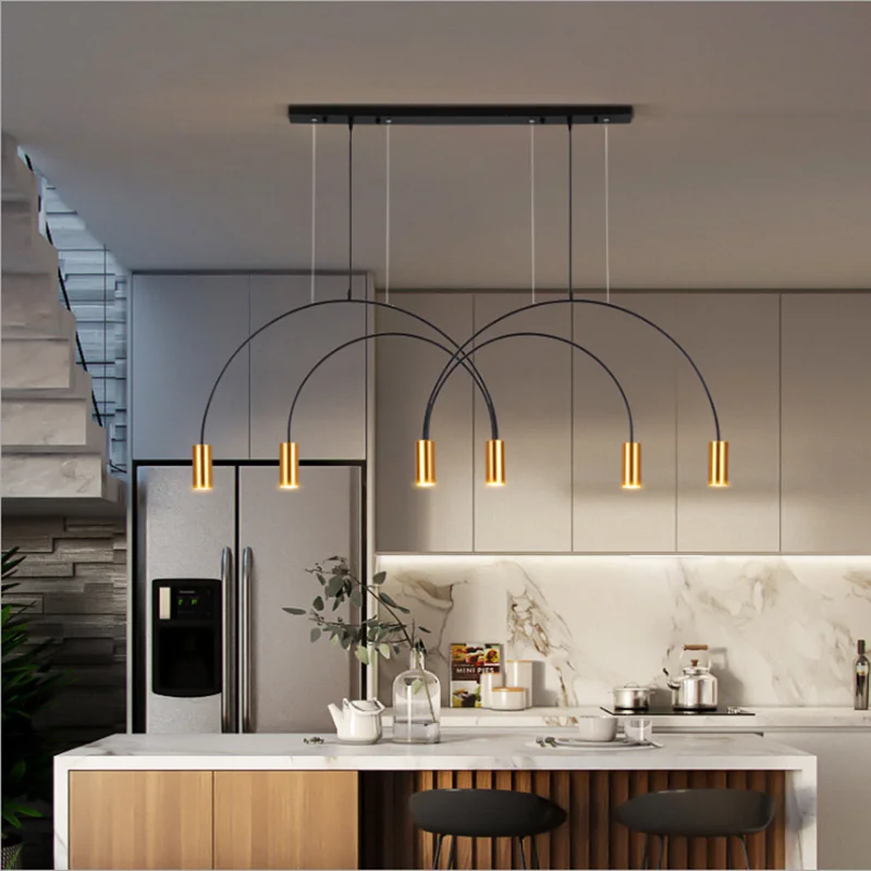 

Nordic restaurant lamp modern minimalist light luxury creative personality line lamp net red minimalist dining room table bar ch