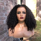 150 плотность кудрявый вьющиеся полный шнурок человеческих волос парики с детскими волосами предварительно вырезанные бразильские волосы Remy для черный Для женщин натуральных волос