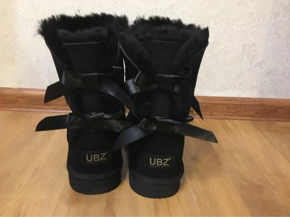 Женские классические зимние сапоги из коровьей кожи с бантом большие размеры США