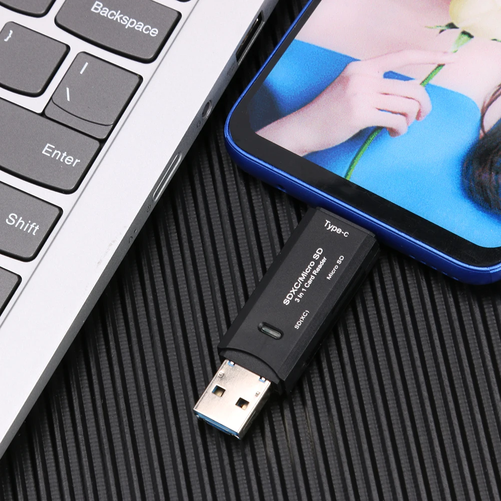 

SD Card Reader 3 USB 3.0 3 in 1 OTG Memory Card Reader USB Type-C High-speed for TF/Mirco SD Flash Drive Adapter for Smartphone