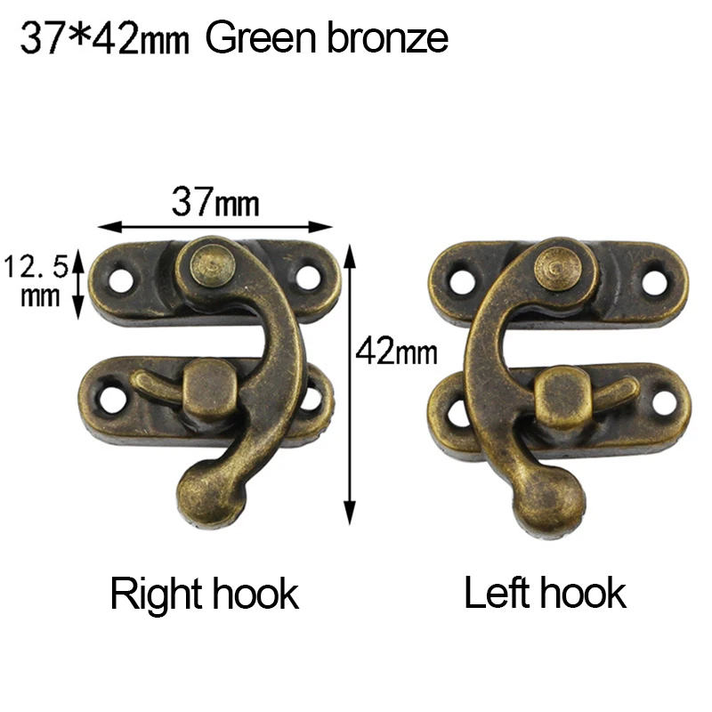 

10PCS Gift Jewelry Concealed Buckle Protective Shell Packaging Box Antique Green Patina Buckle 37*42MM Alloy Lock Hook Hardware
