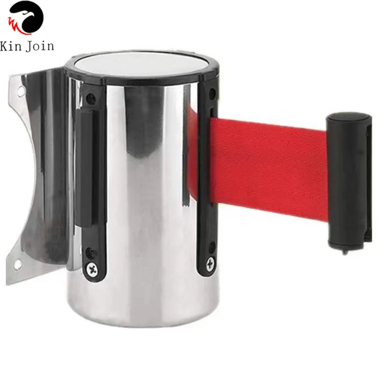 

KinJoin Stainless Steel Retractable Belt Wall Mount Ribbon Barrier Tape Crowd Control Outdoor Sport Stanchion Queue 2m/3M/5m