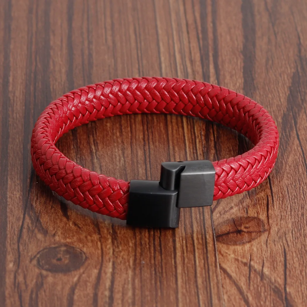 15 видов стилей для мужчин кожаный браслет с оплеткой из нержавеющей стали
