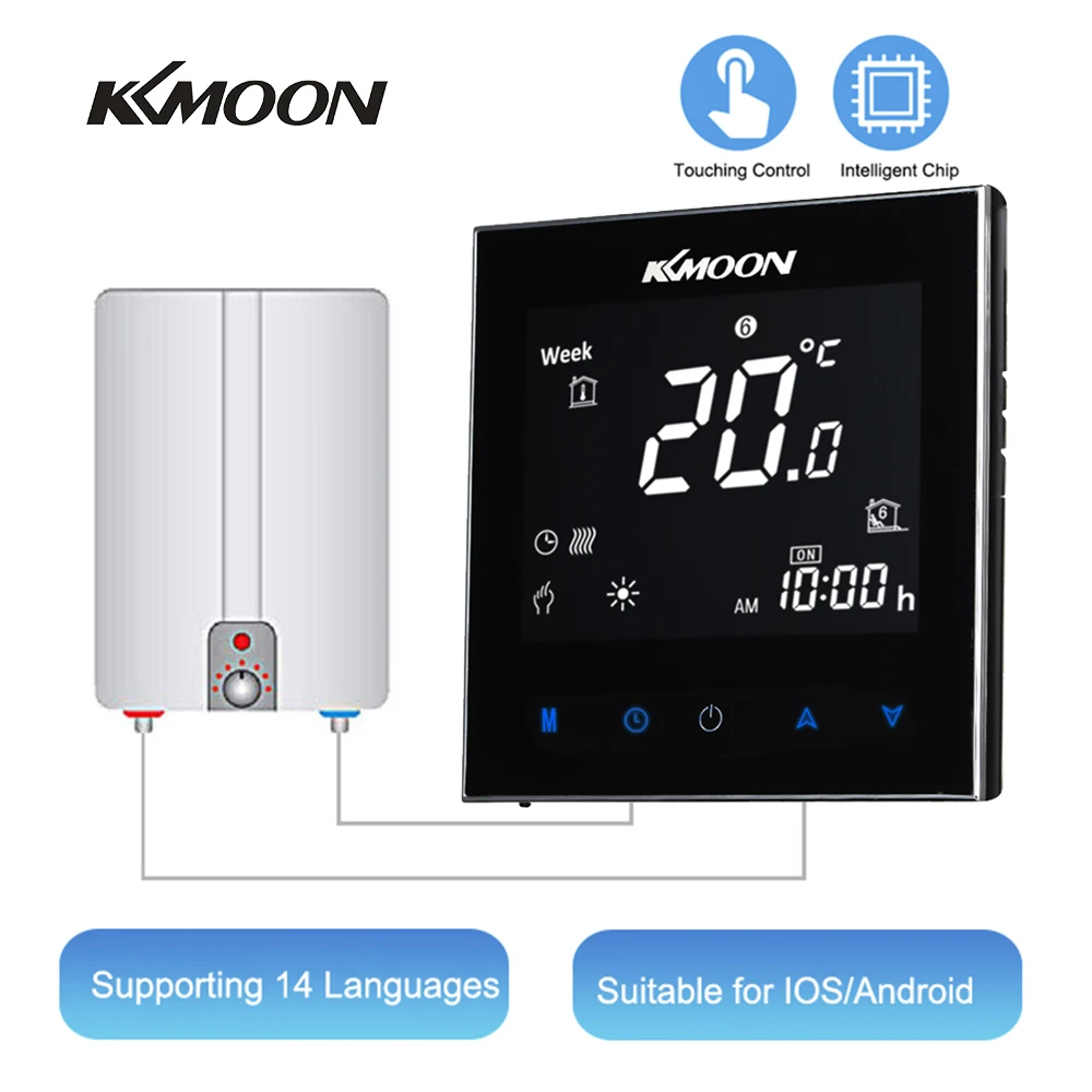 KKmoon термостаты цифровой водно-газовый котел термостат для отопления WiFi Голосовое управление с сенсорным экраном домашний комнатный регулятор температуры