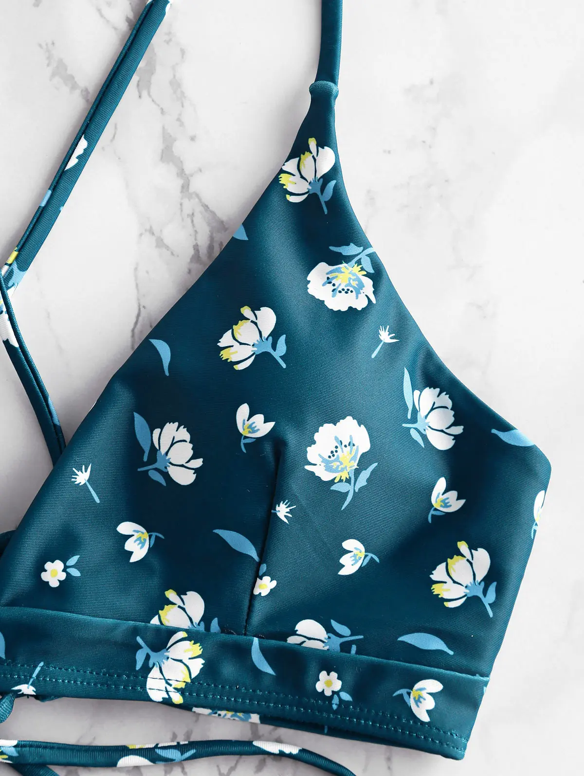 ZAFUL Bikini Floral Print Crisscross Lace-Up Reversible Set Spaghetti Straps Wire Free SwimSuit Holiday Sexy Bathing Suit | Женская