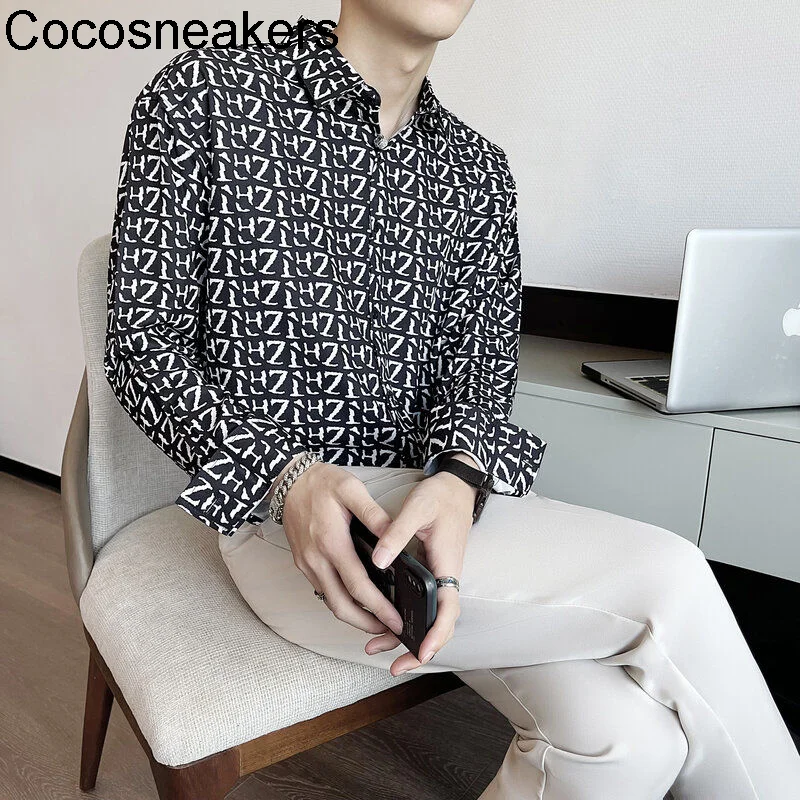 

Autumn long sleeve printing basic style light style light luxury loose shirt control